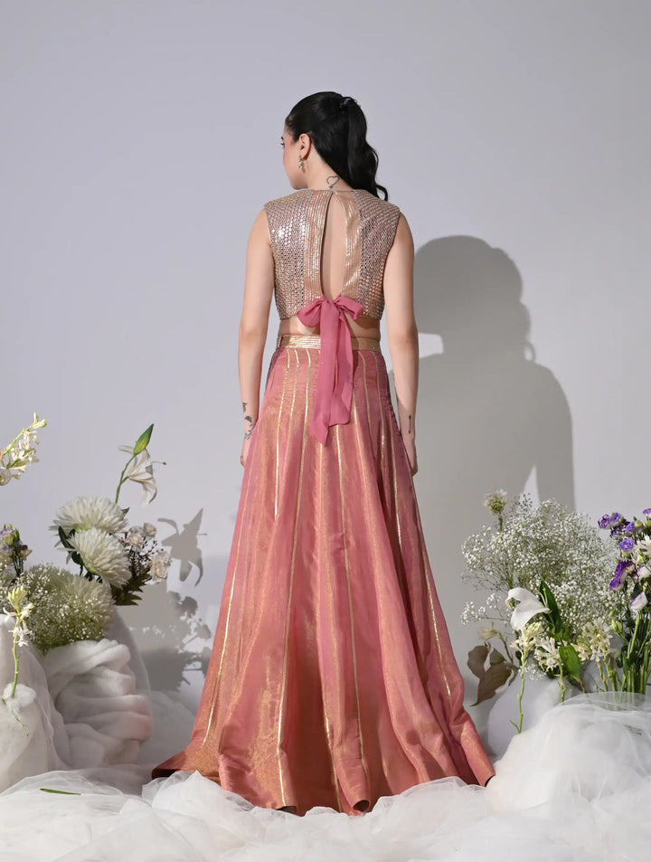 Nafre Shimmer Lehenga Set (Pink)