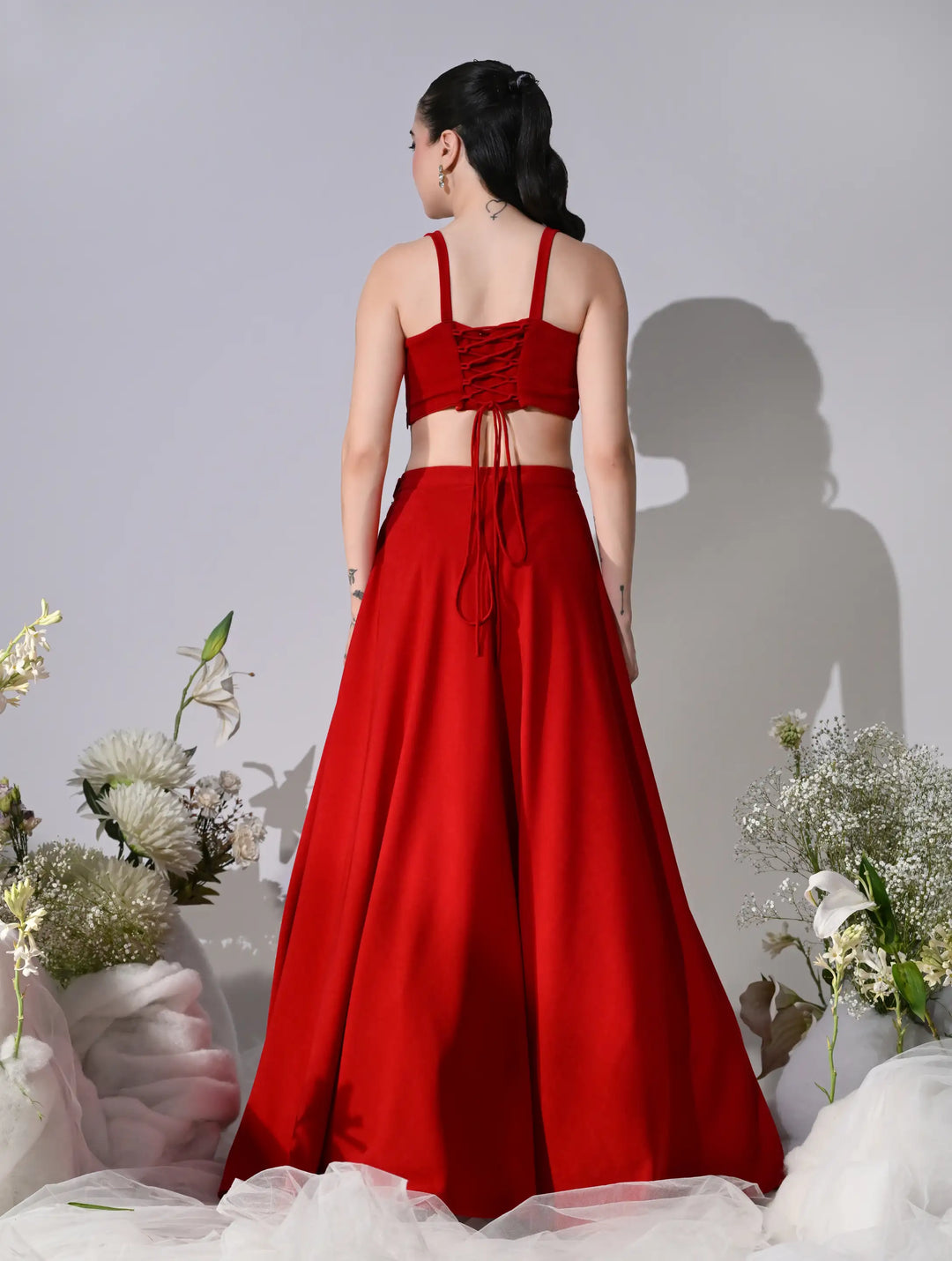 Atreyee Red Embroidered Lehenga Set