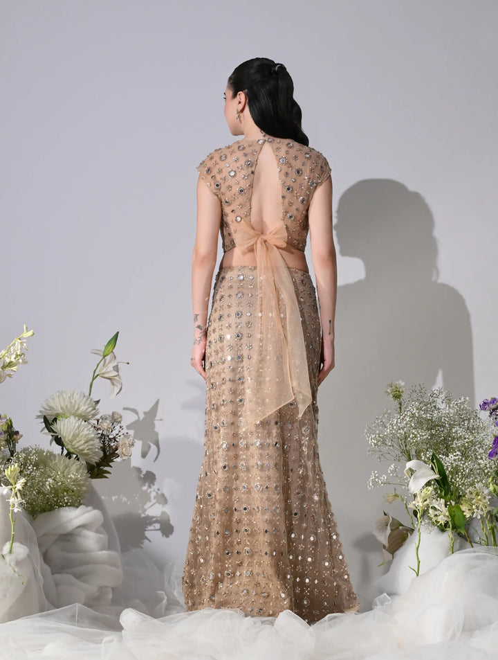 Aliyah Gold Mirror Work Lehenga Set