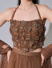 Airen Mocha Brown Mesh Lehenga Set