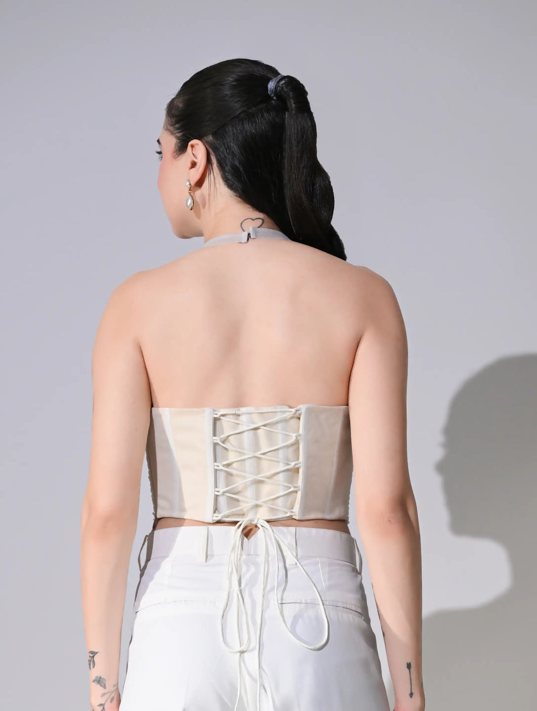 Selense Ivory Mesh Corset Top