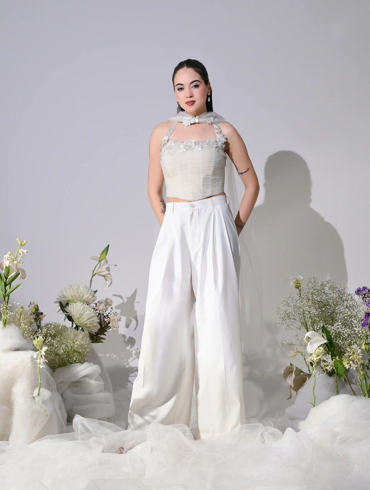 Selense Ivory Mesh Corset Top