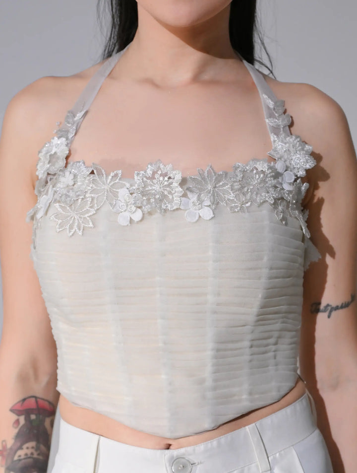 Selense Ivory Mesh Corset Top