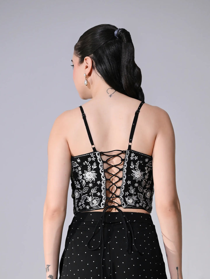 Diana Black Polka Dot Georgette Set