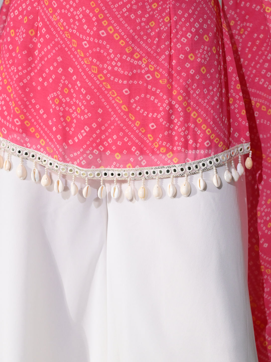 Leela Bandhani Print Georgette Co-ord Set (Pink)