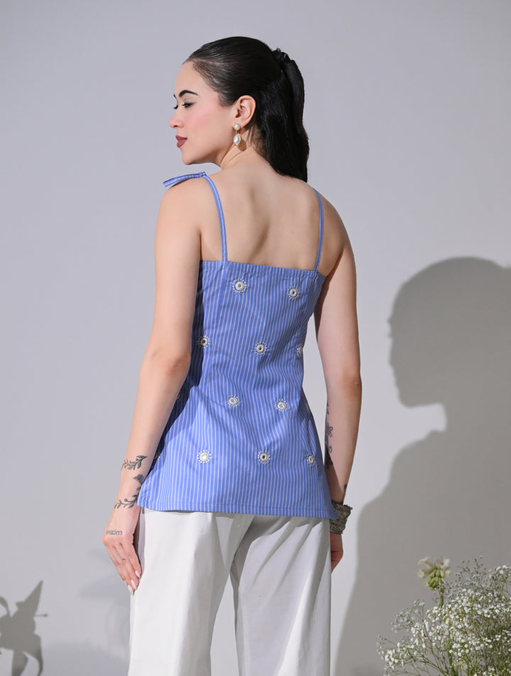 Hazel Regular Fit Cotton Co-Ord Set (Blue)