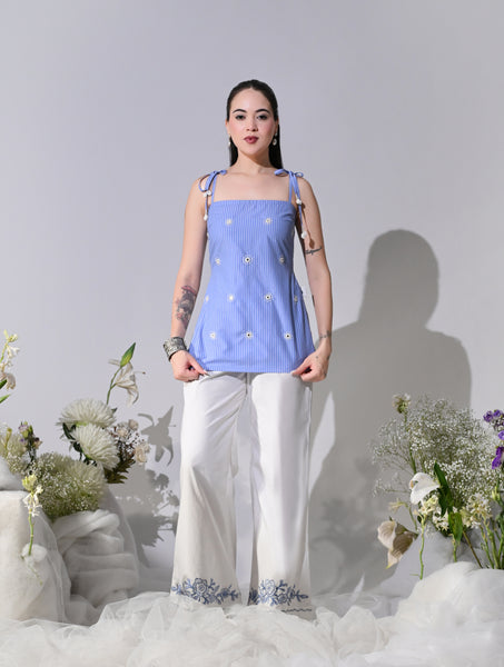Hazel Regular Fit Cotton Co-Ord Set (Blue)