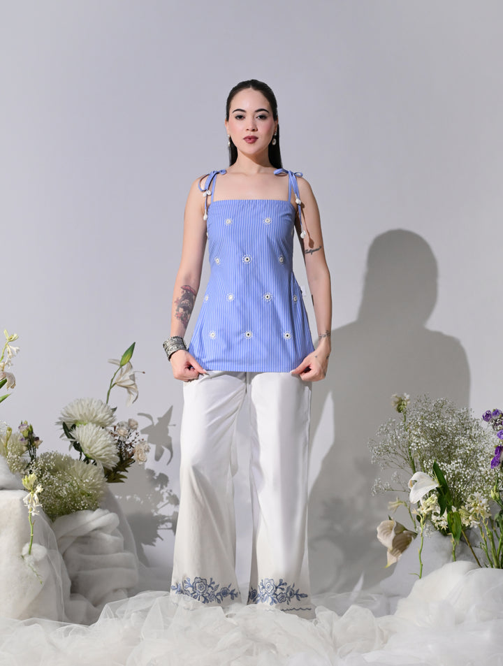 Hazel Regular Fit Cotton Co-Ord Set (Blue)