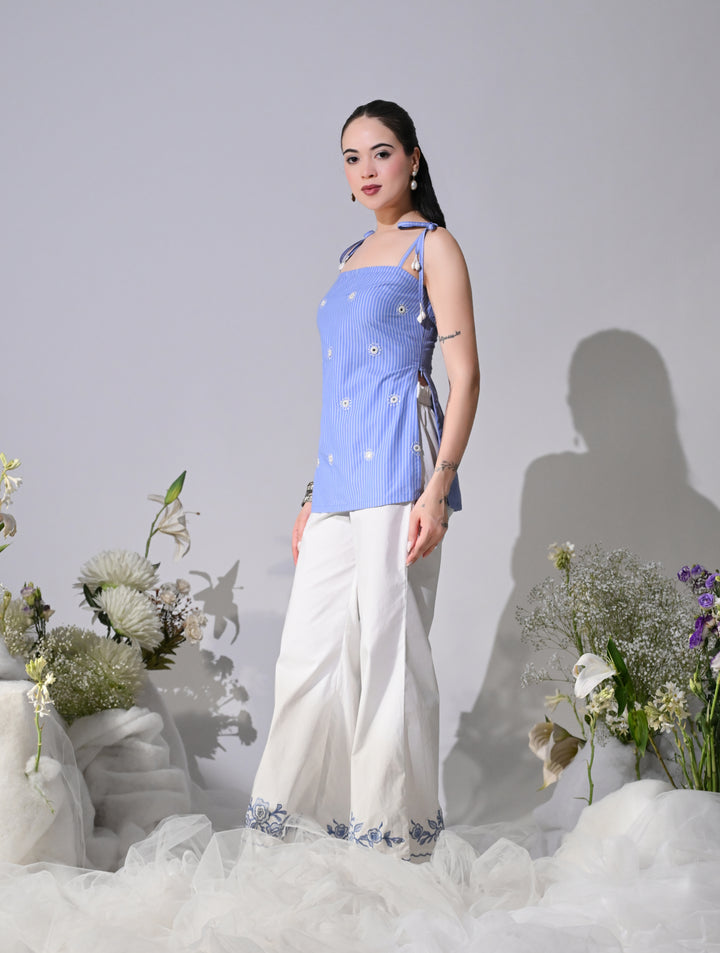 Hazel Regular Fit Cotton Co-Ord Set (Blue)