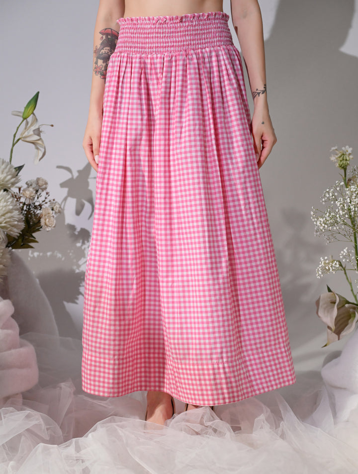 Cherie Gingham Maxi Skirt (Pink)