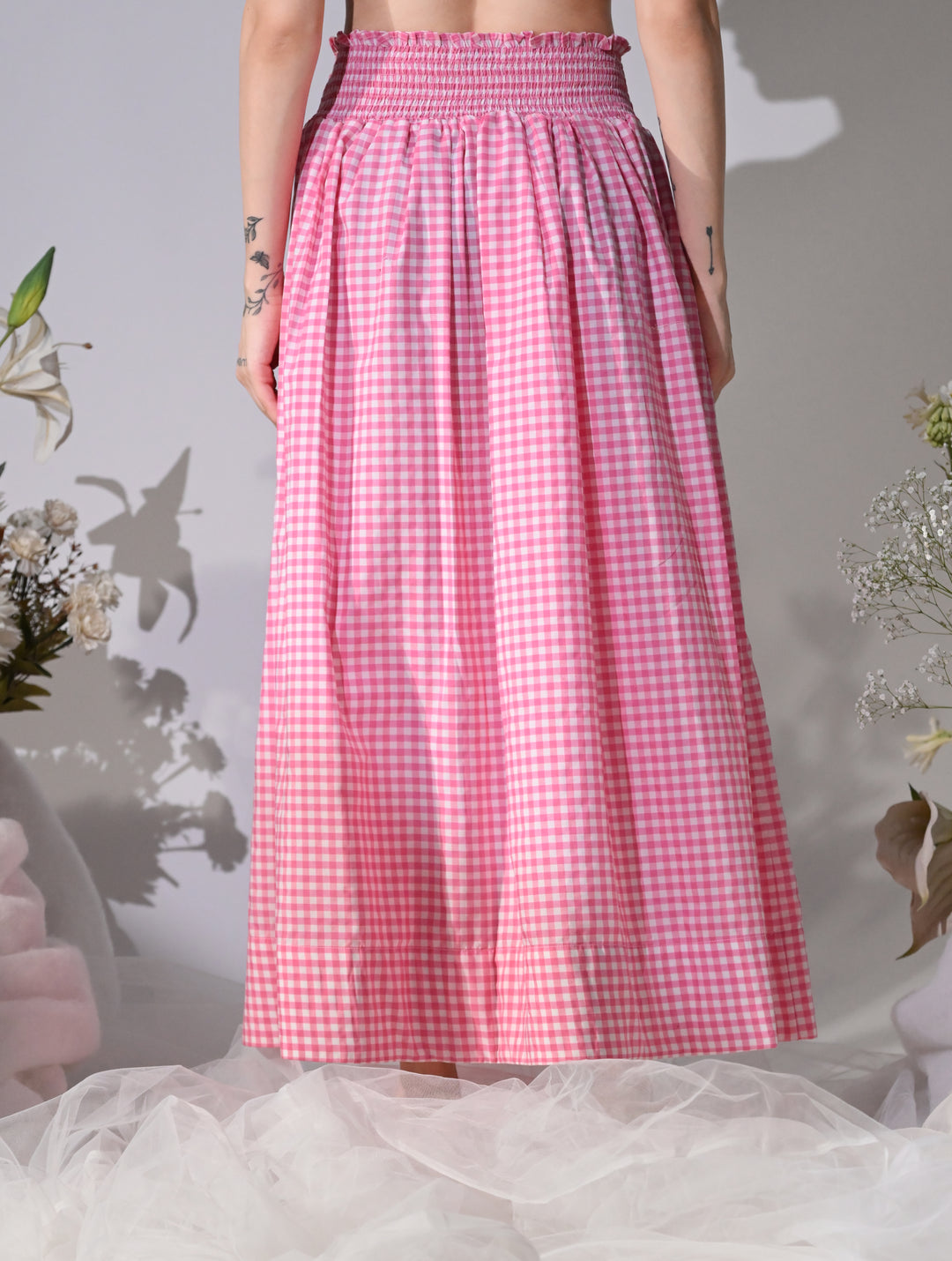 Cherie Gingham Maxi Skirt (Pink)