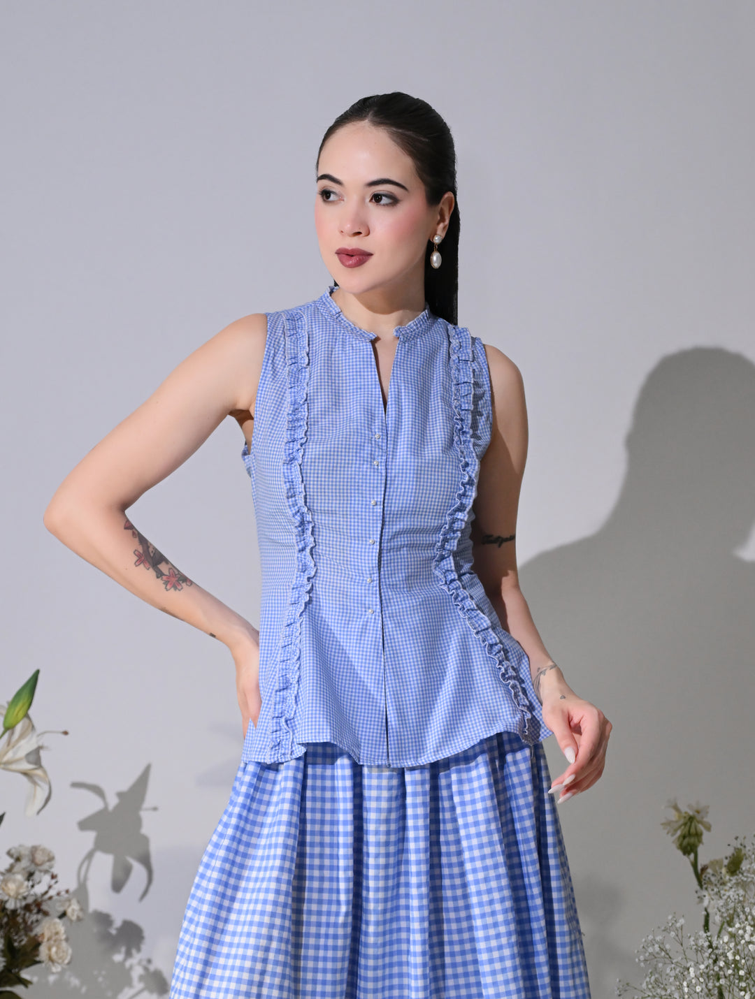 CHERIE GINGHAM CO-ORD SET (Blue)