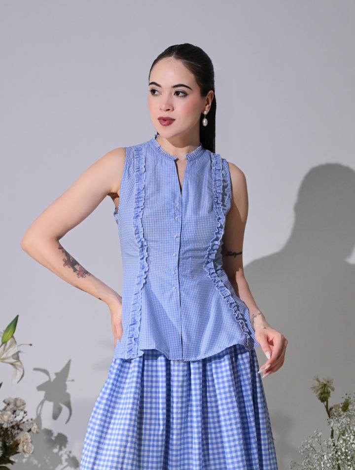CHERIE GINGHAM CO-ORD SET (Blue)