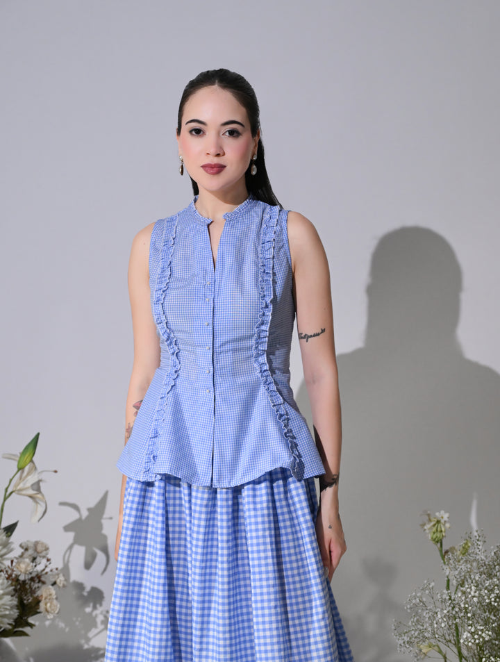 CHERIE GINGHAM CO-ORD SET (Blue)