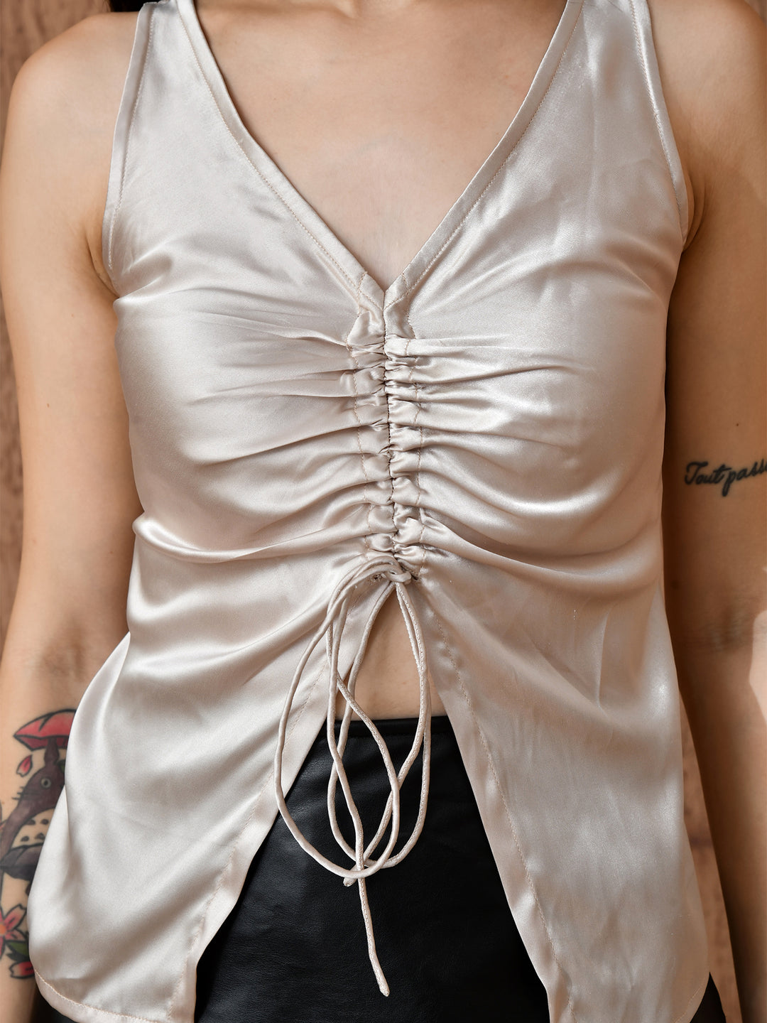 Vivienne Satin Handwash Top (Beige)