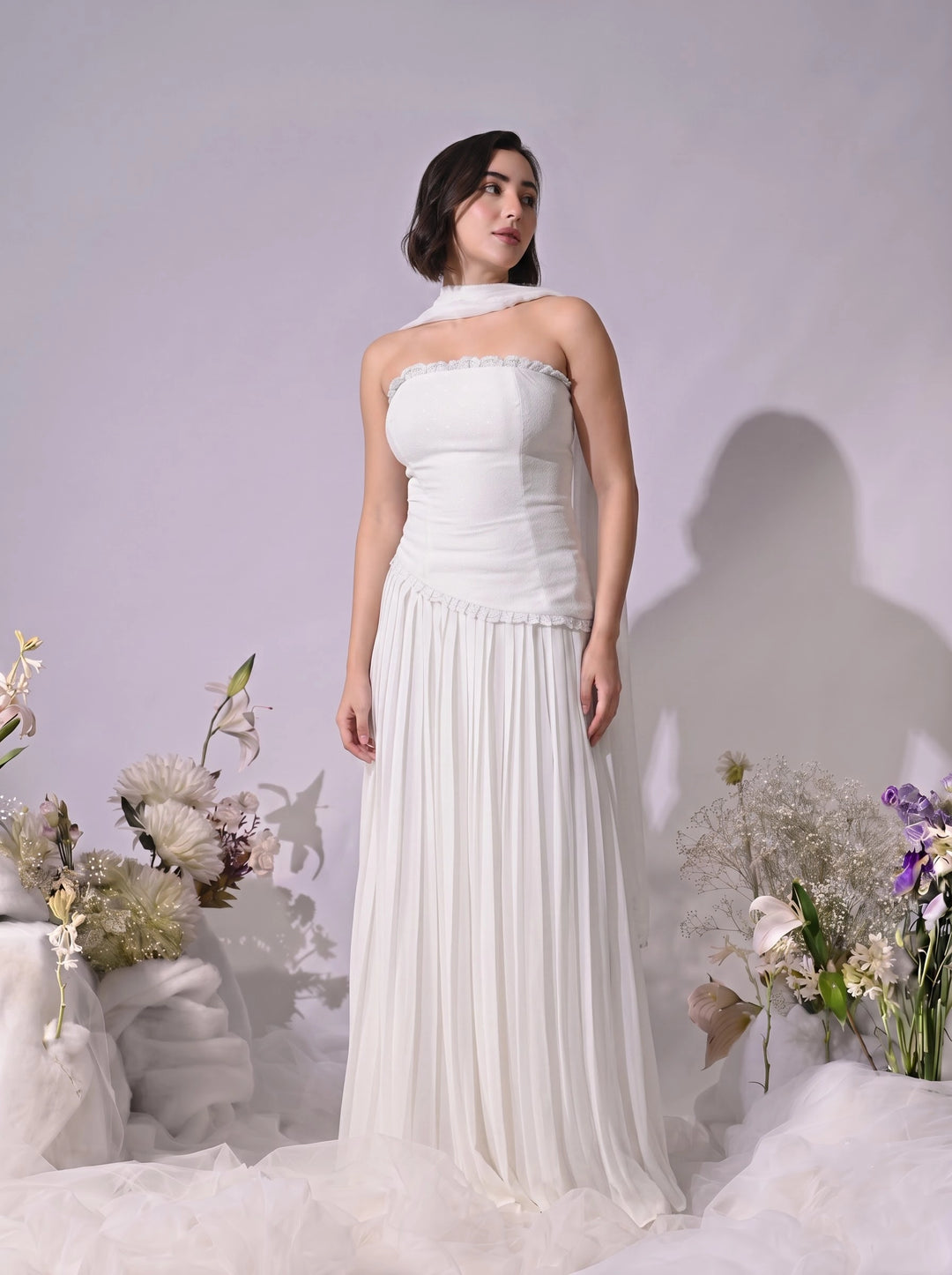 Mae Indo-Western Skirt Set (White)