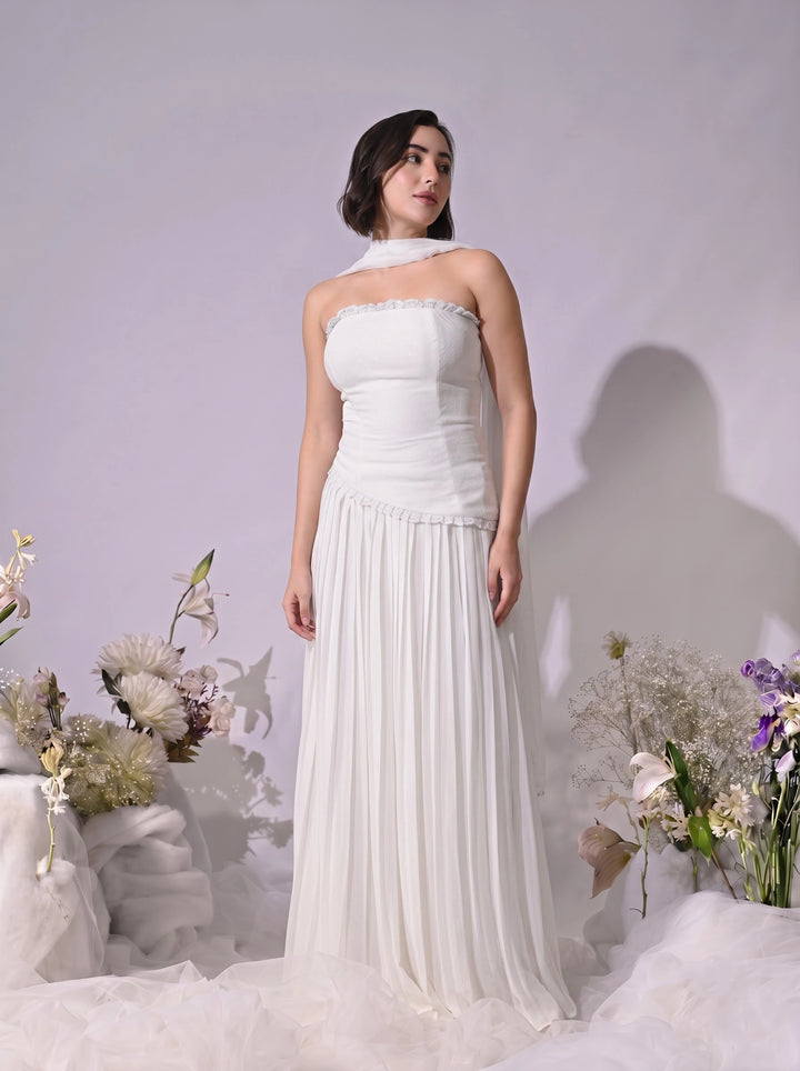 Mae Indo-Western Skirt Set (White)