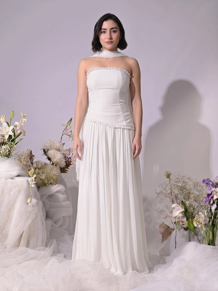 Mae Indo-Western Skirt Set (White)