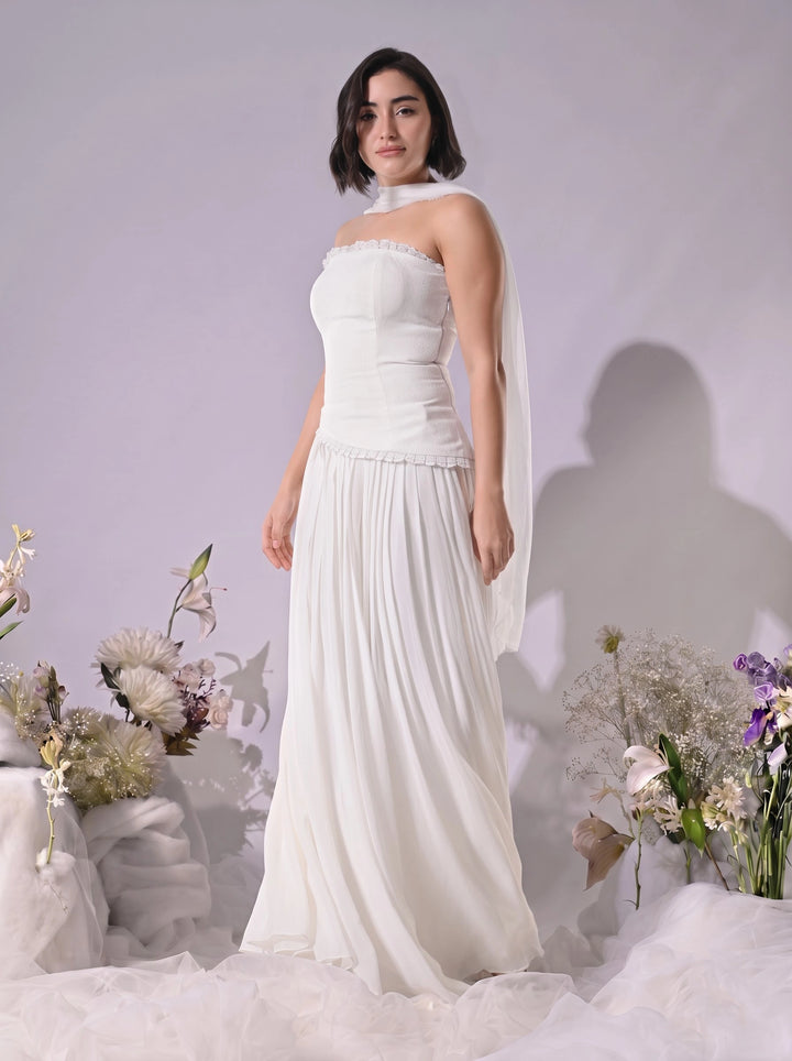 Mae Indo-Western Skirt Set (White)