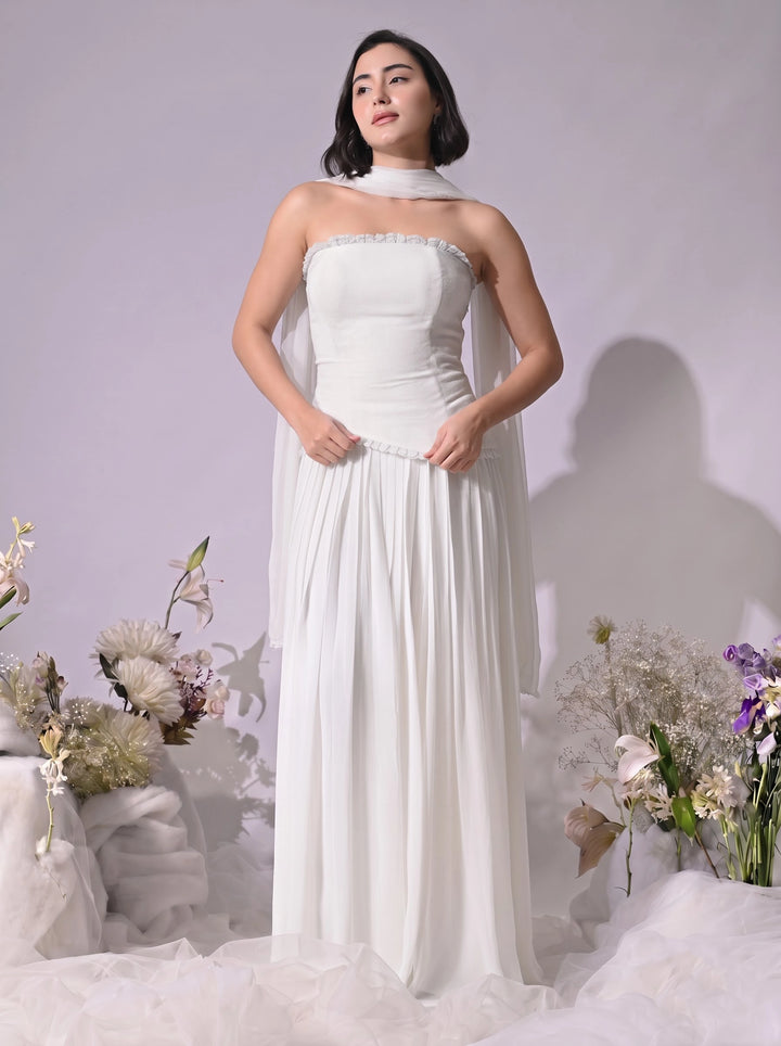 Mae Indo-Western Skirt Set (White)