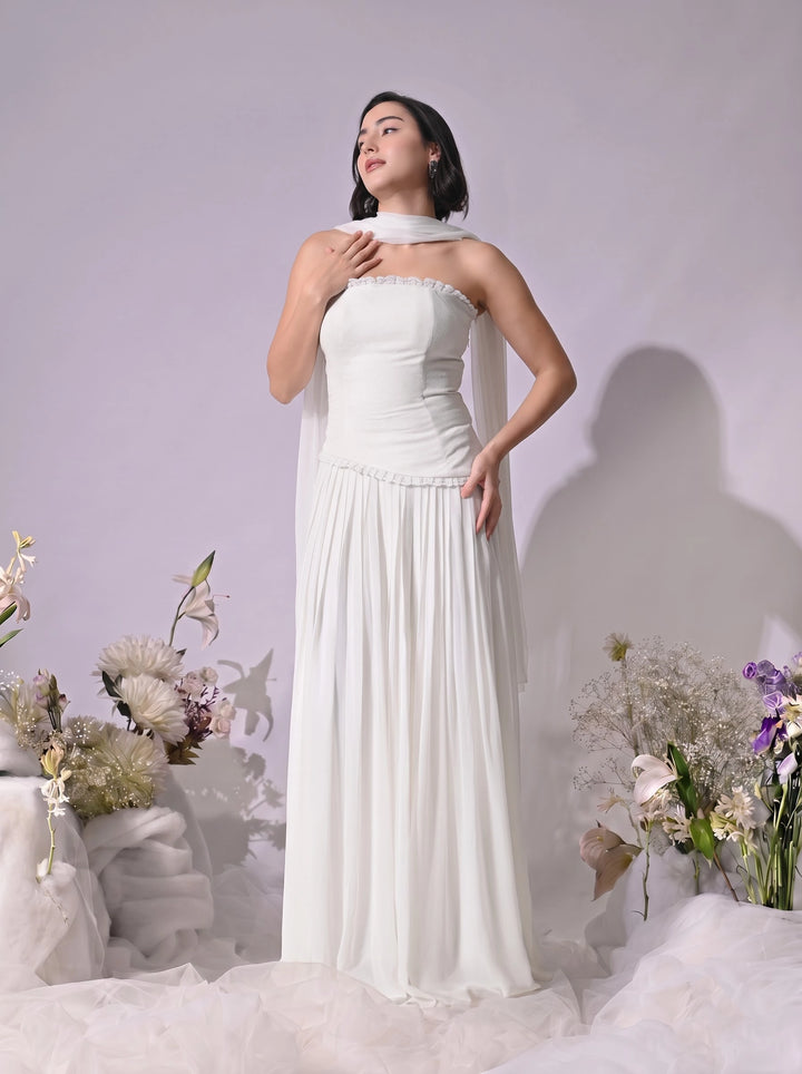 Mae Indo-Western Skirt Set (White)