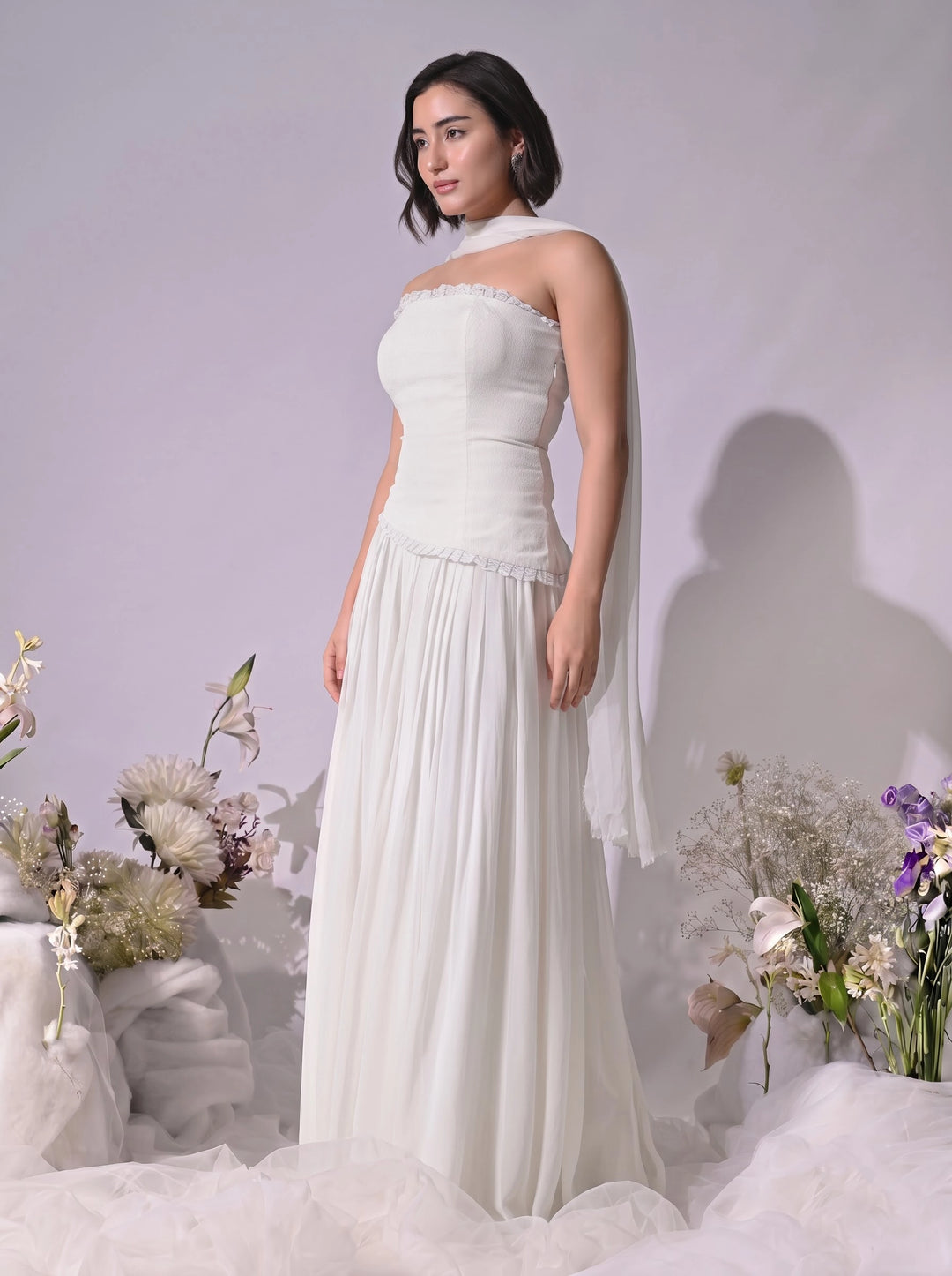Mae Indo-Western Skirt Set (White)