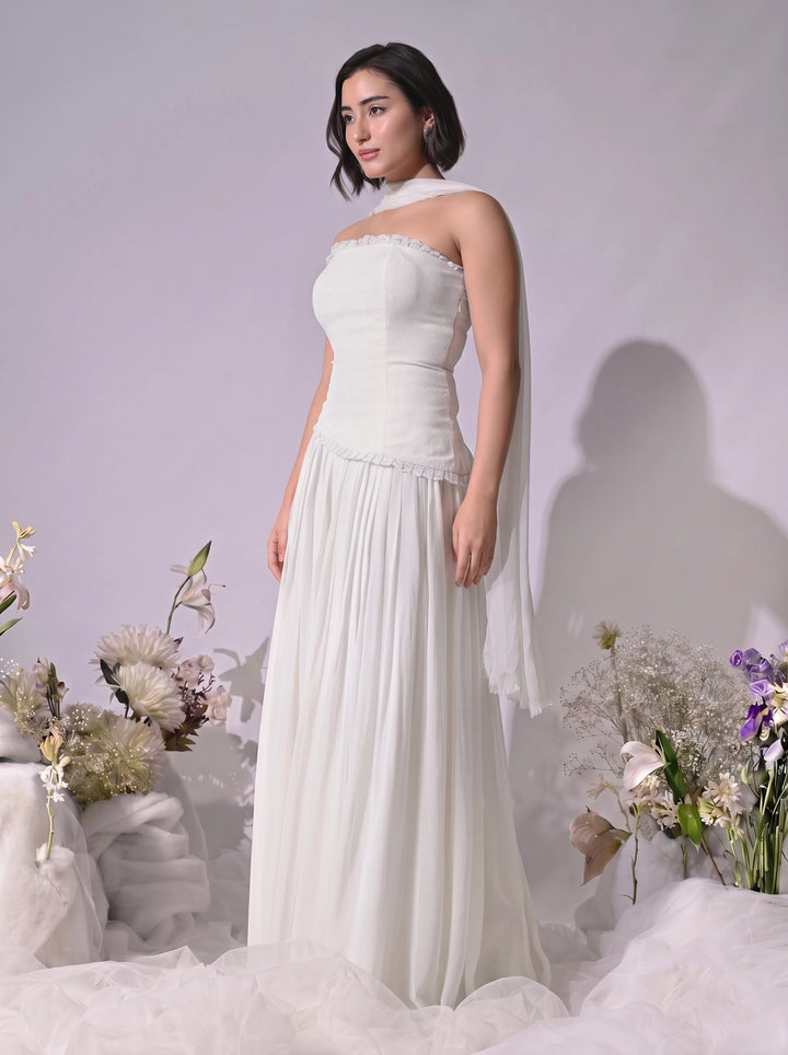 Mae Indo-Western Skirt Set (White)