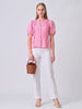 REIZE Pink Gingham Puff Sleeve Top