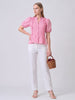 REIZE Pink Gingham Puff Sleeve Top