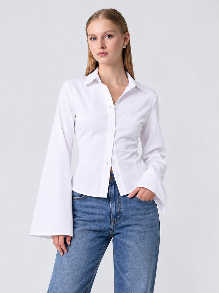ZAYN Fitted Tie-Back Shirt White