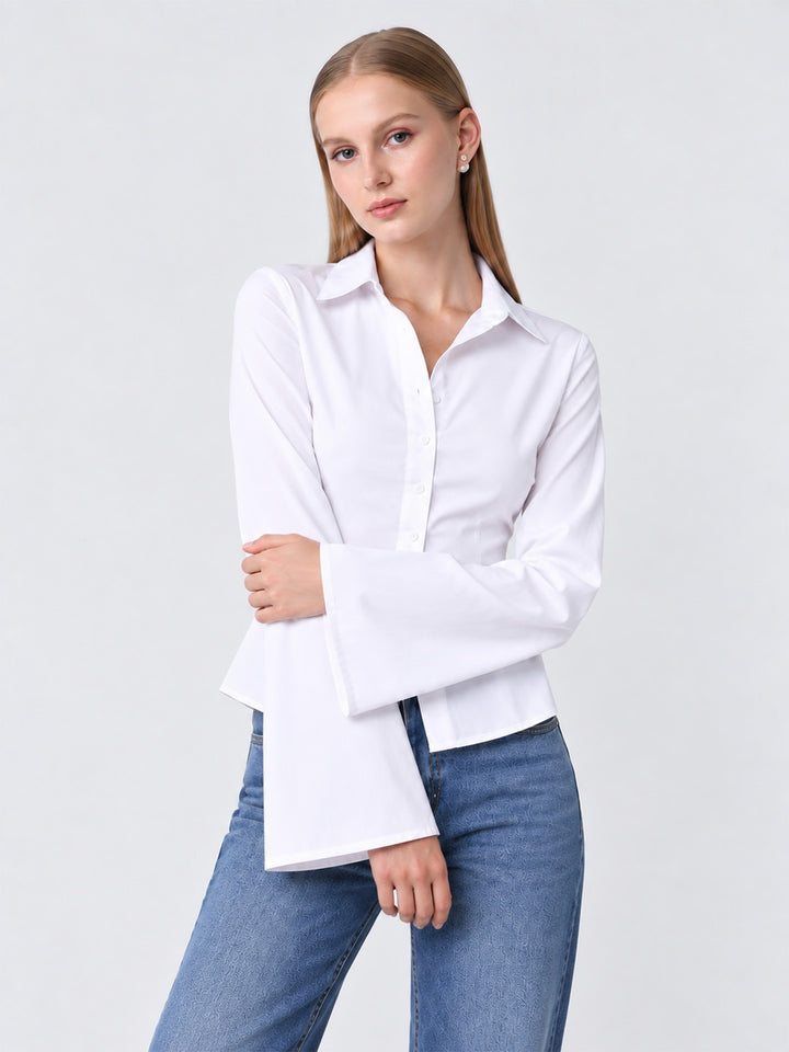 ZAYN Fitted Tie-Back Shirt White