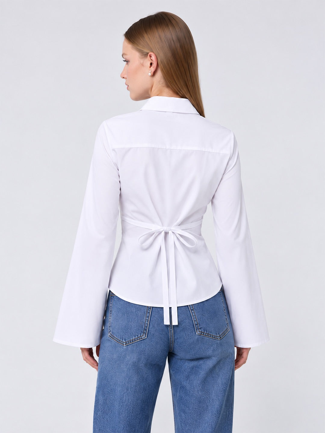 ZAYN Fitted Tie-Back Shirt White
