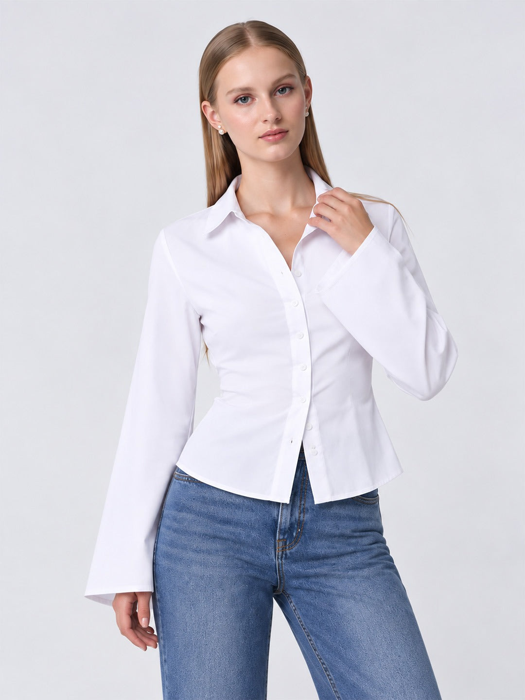 ZAYN Fitted Tie-Back Shirt White