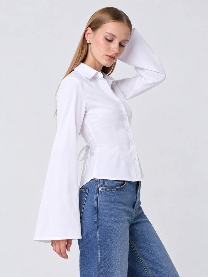 ZAYN Fitted Tie-Back Shirt White