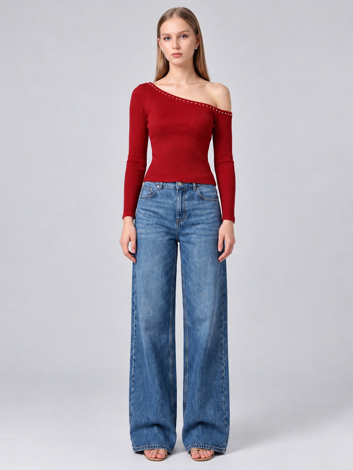 NEITH ONE-SHOULDER TOP (RED)