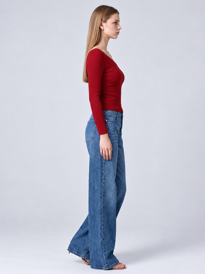 NEITH ONE-SHOULDER TOP (RED)
