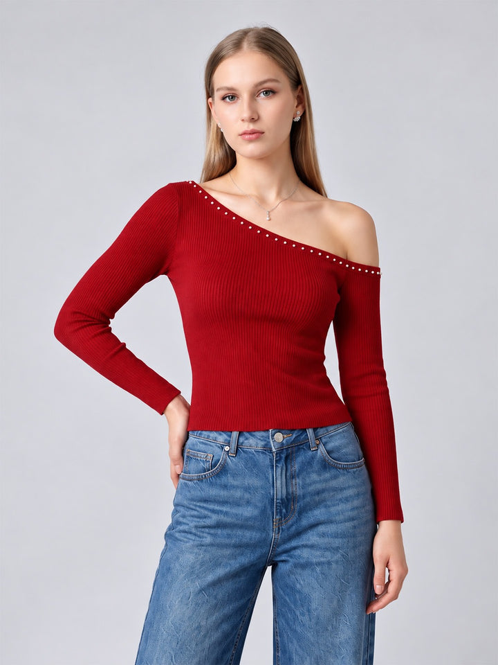 NEITH ONE-SHOULDER TOP (RED)