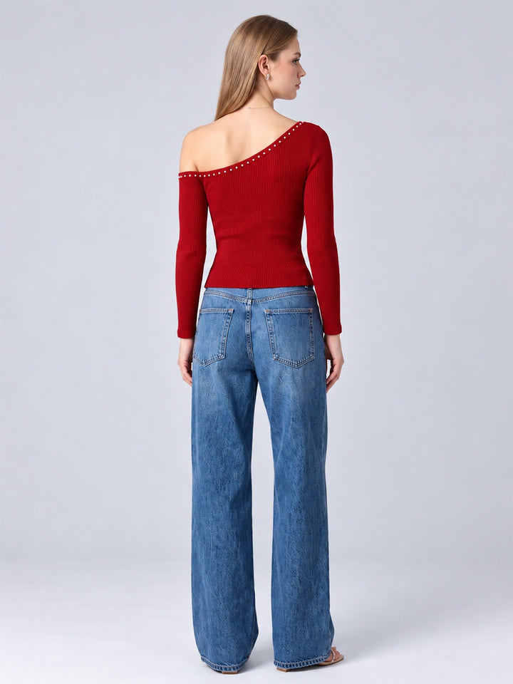 NEITH ONE-SHOULDER TOP (RED)