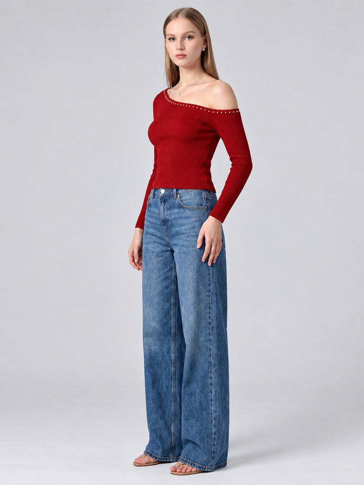 NEITH ONE-SHOULDER TOP (RED)