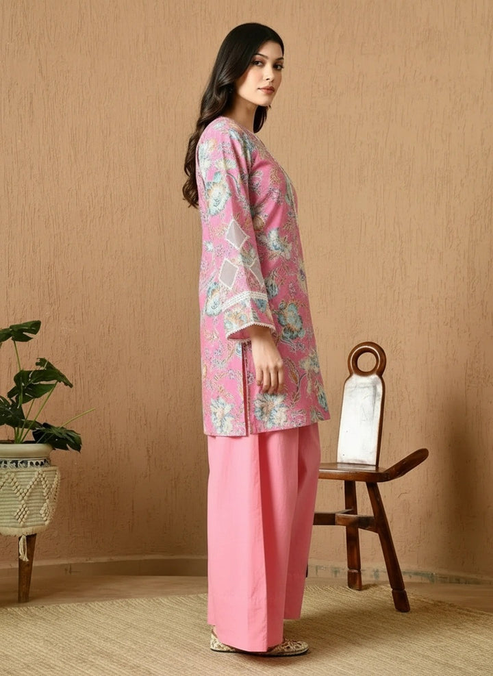 Paki, Floral Printed Kurta Set (Light Pink)