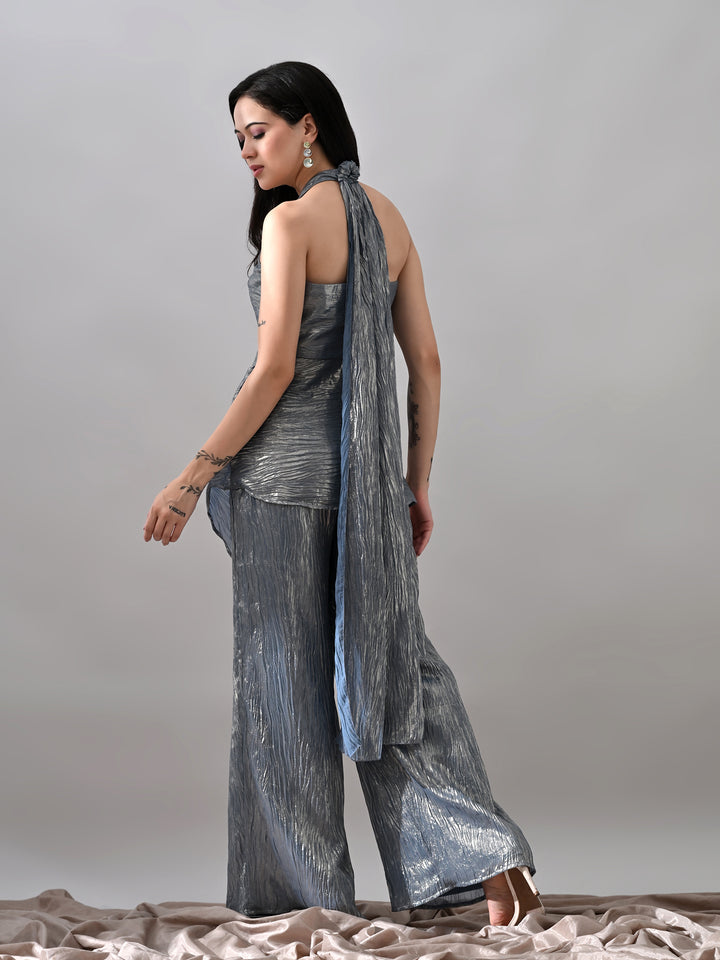 Neev Georgette Indo-Western Sharara Set (Blue)