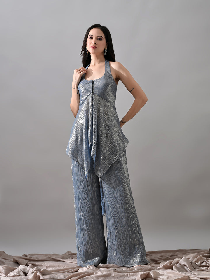 Neev Georgette Indo-Western Sharara Set (Blue)