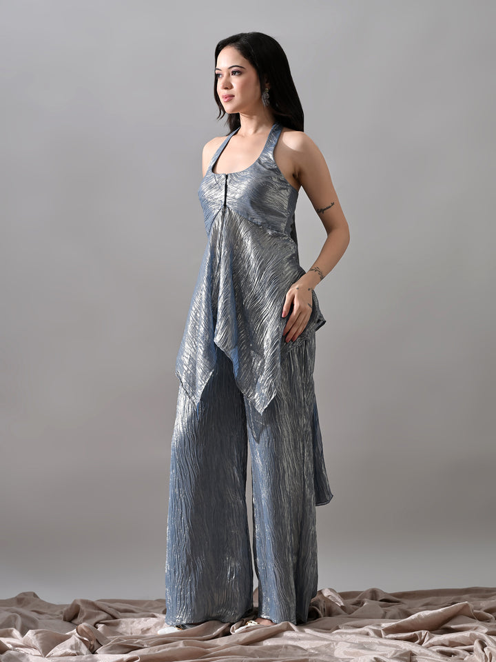 Neev Georgette Indo-Western Sharara Set (Blue)